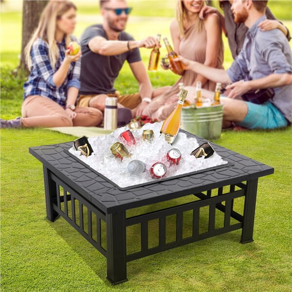 Outdoor 32'' Square Metal Fire Pit - Image 6