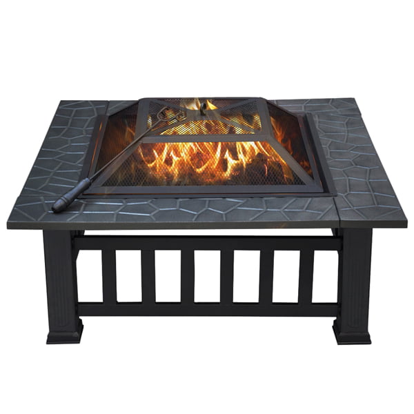 Outdoor 32'' Square Metal Fire Pit
