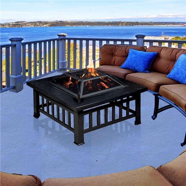Outdoor 32'' Square Metal Fire Pit - Image 3