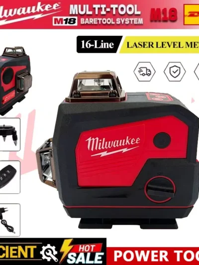 Milwaukee 16 Lines Laser Level Meter Horn Function 360° Horizontal And Vertical