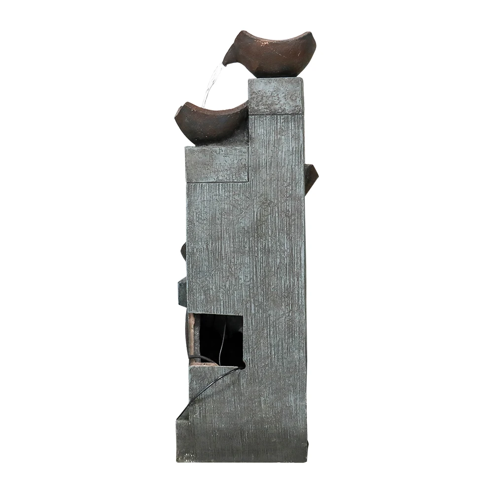 5-Tier Cascading Indoor/Outdoor Fountain with LED Lights - 39.7''H Large Waterfall Floor Fountain for Garden, Patio, Yard Decor - Image 3