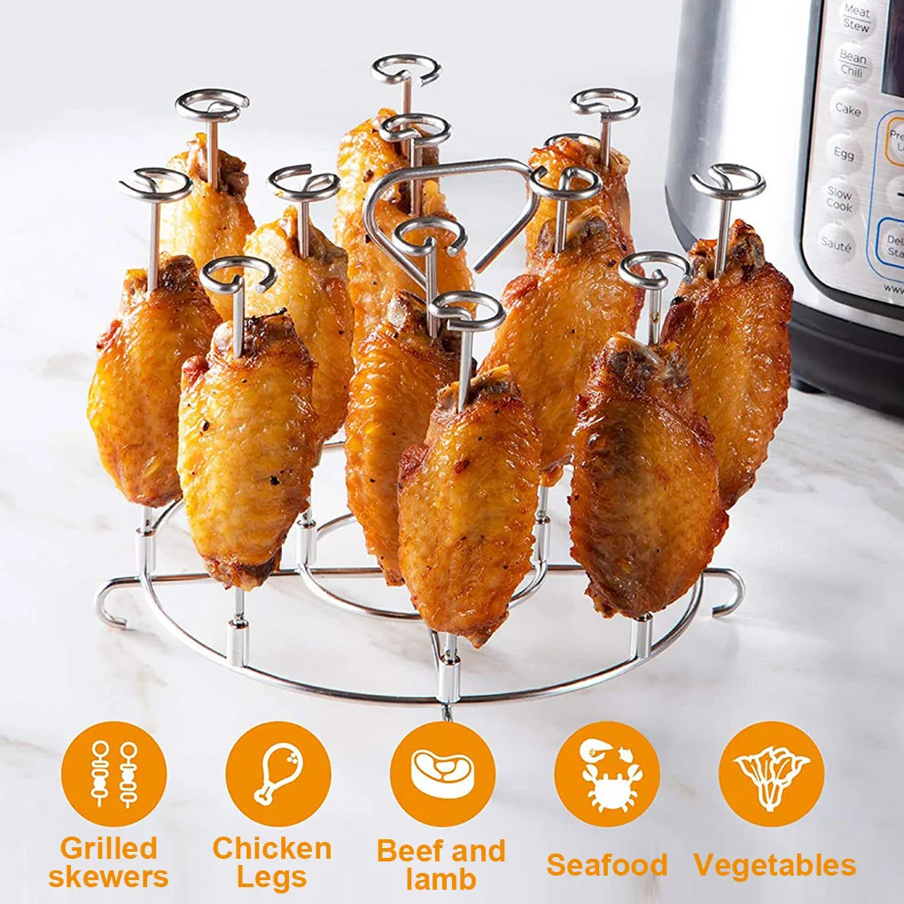 Kitchen Air Fryer Rack Tray Basket Stand Roasting Meat Food Holder Tool for Household Picnic Camping - Image 2