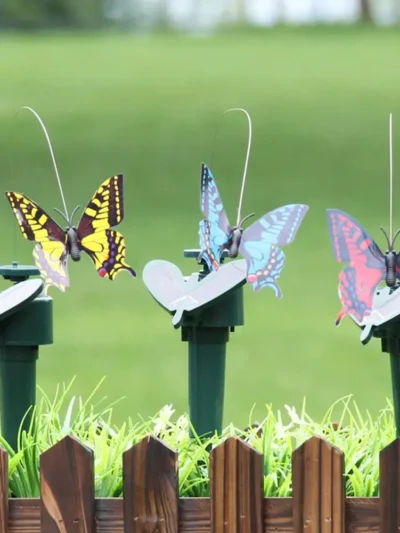 Solar Powered Flying Fluttering Fake Butterfly Yard Garden Stake