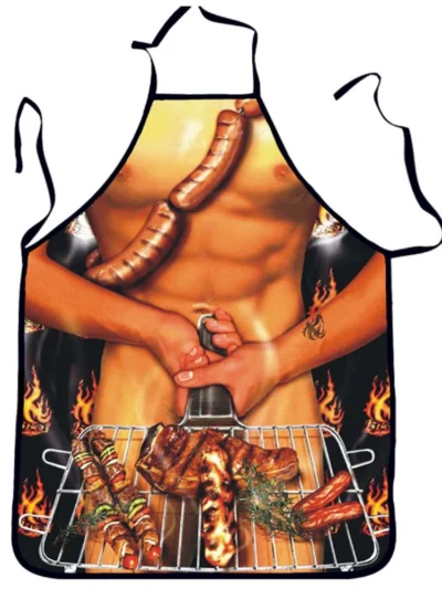 BBQ Male Grilled Sausages Avental Funny Cooking Apron Joke Dinner Kitchen Woman Men Funny Bar Party Apron Wedding Apron WQ300