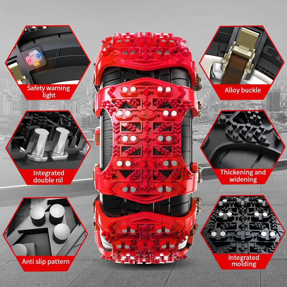 6pcs Car Snow Chains Off-Road Vehicle Sedan For SUV Car Tire Supplies Auto Tire Snow Chains Anti-Skip Belt Safe Driving Tool - Image 4