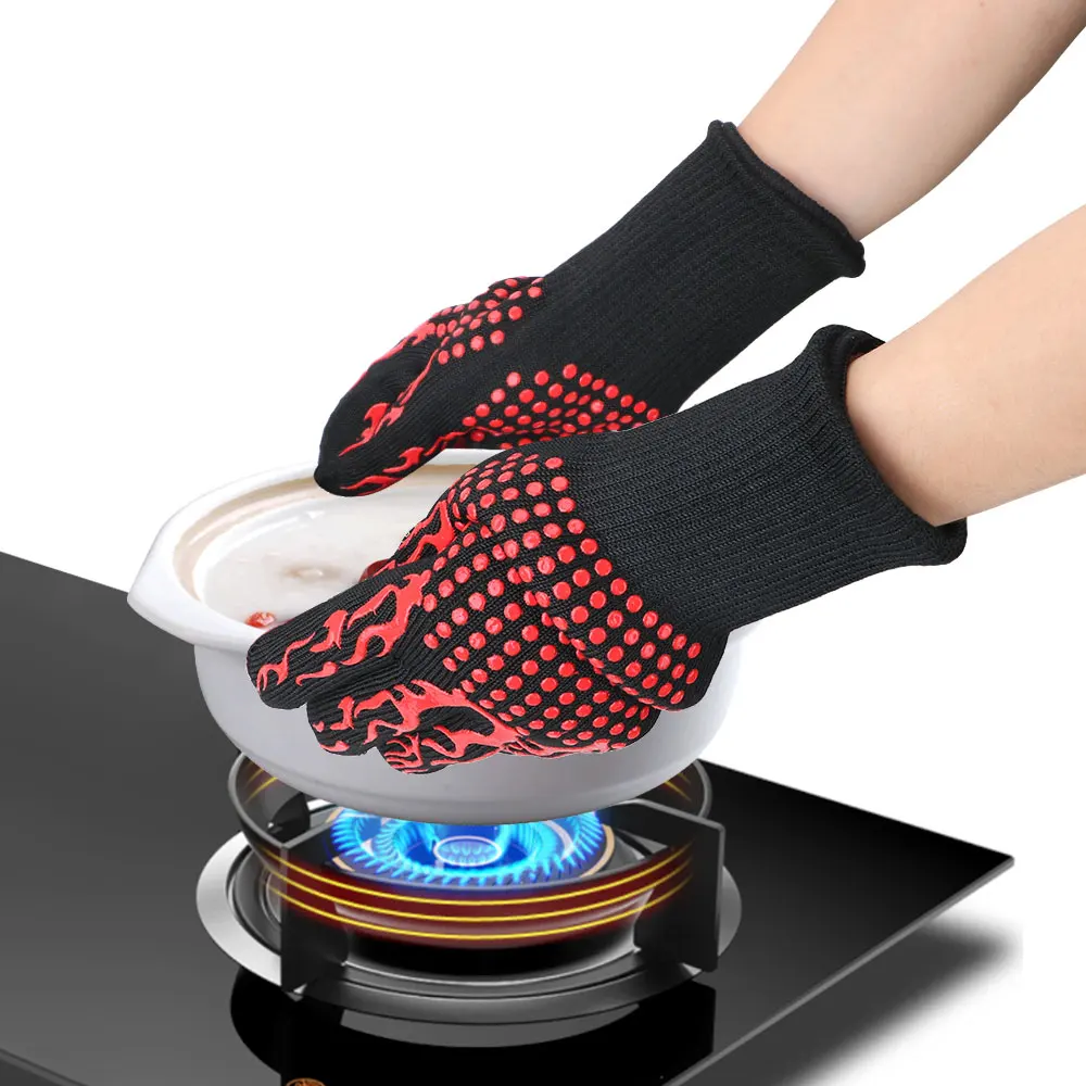 Fireproof Oven Mitts Flame Retardant 300-500 Centigrade Microwave Oven Gloves Extreme Heat Resistant Non-slip BBQ Fire Gloves - Image 4
