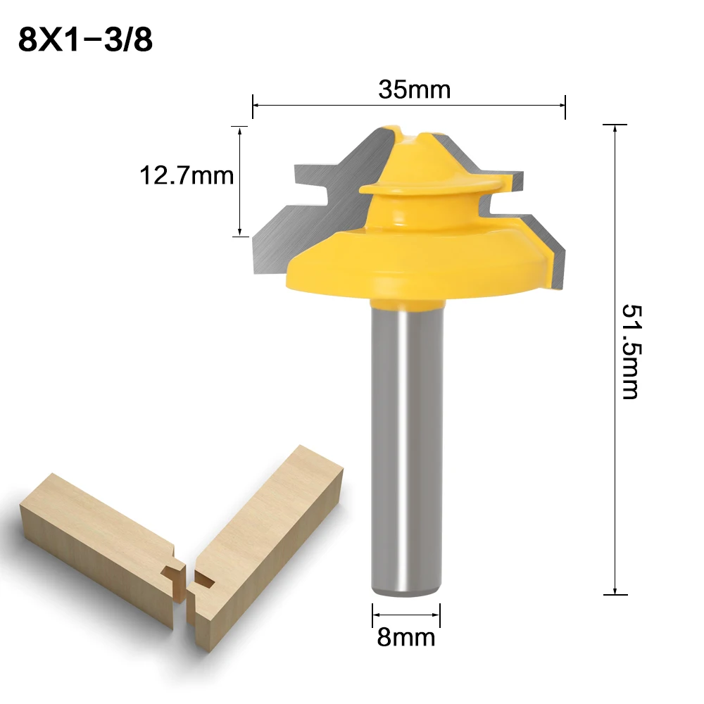 8MM 45 Degree Lock Miter Router Bit Tenon Milling Cutter - Image 3