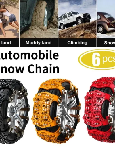 6pcs Car Snow Chains Off-Road Vehicle Sedan For SUV Car Tire Supplies Auto Tire Snow Chains Anti-Skip Belt Safe Driving Tool