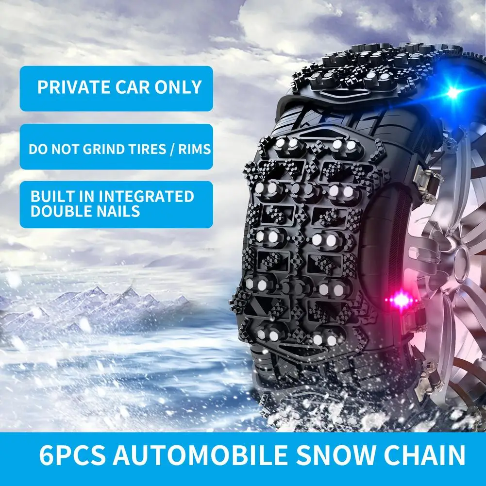 6pcs Car Snow Chains Off-Road Vehicle Sedan For SUV Car Tire Supplies Auto Tire Snow Chains Anti-Skip Belt Safe Driving Tool - Image 3