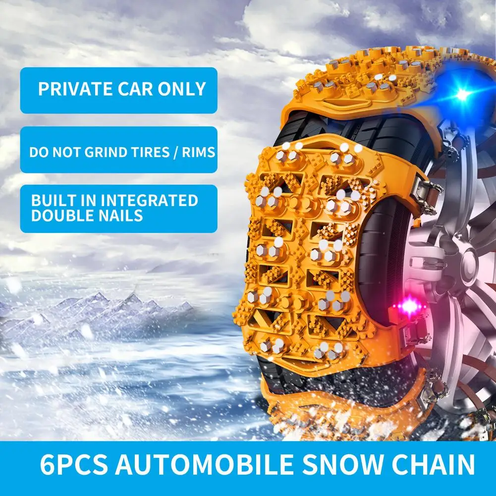6pcs Car Snow Chains Off-Road Vehicle Sedan For SUV Car Tire Supplies Auto Tire Snow Chains Anti-Skip Belt Safe Driving Tool - Image 2