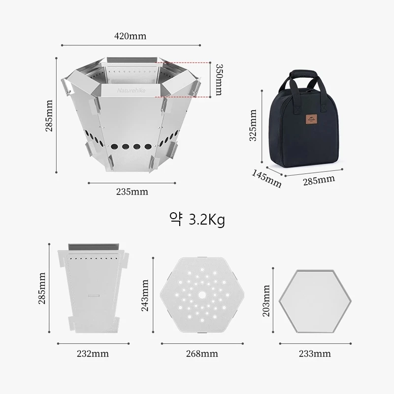 Naturehike 6 Slices Foldable Fire Pit Stainless steel Outdoor Camping Portable Wood Stove Picnic Equipment Tripod Hanging Pot - Image 6