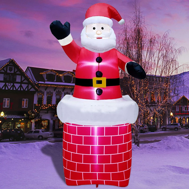 Christmas Inflatable Waving Santa Claus with LED Lights Up and Down Outdoor Blow Up Decoration Toys - Image 2