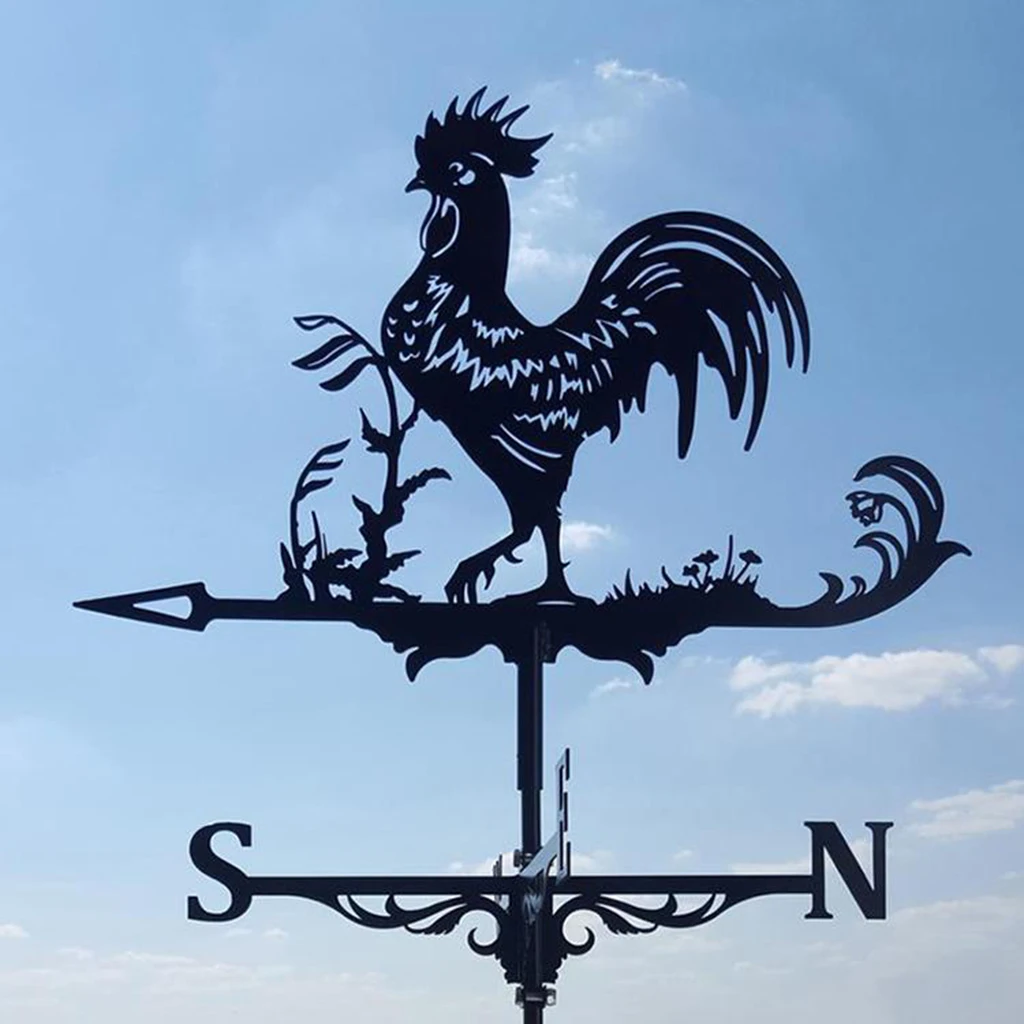 Stainless Steel Rooster Weathervane Weather Vanes Outdoor Garden Yard Farm Barn Ornament Roof Wind Spinner Indicator Wind Vane