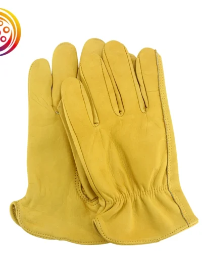 OLSON DEEPAK  Leather Work Gloves Work Drivers Gloves Gardening Motorcycle Household Work Cowhide Leather Safety Working Gloves