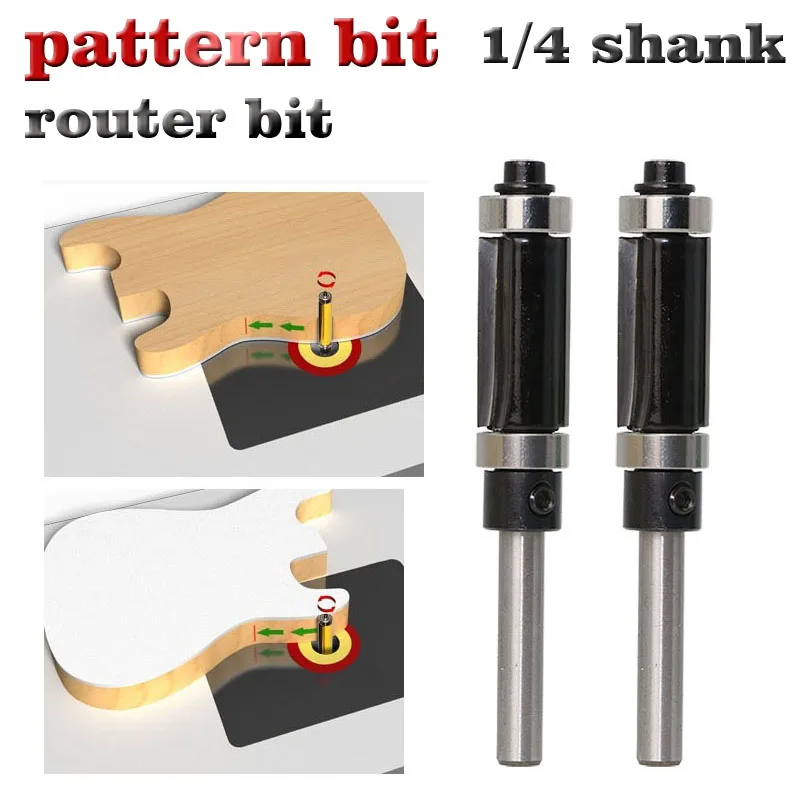 Flush Trim Top & Bottom Bearing Router Bit - 1/4" Shank