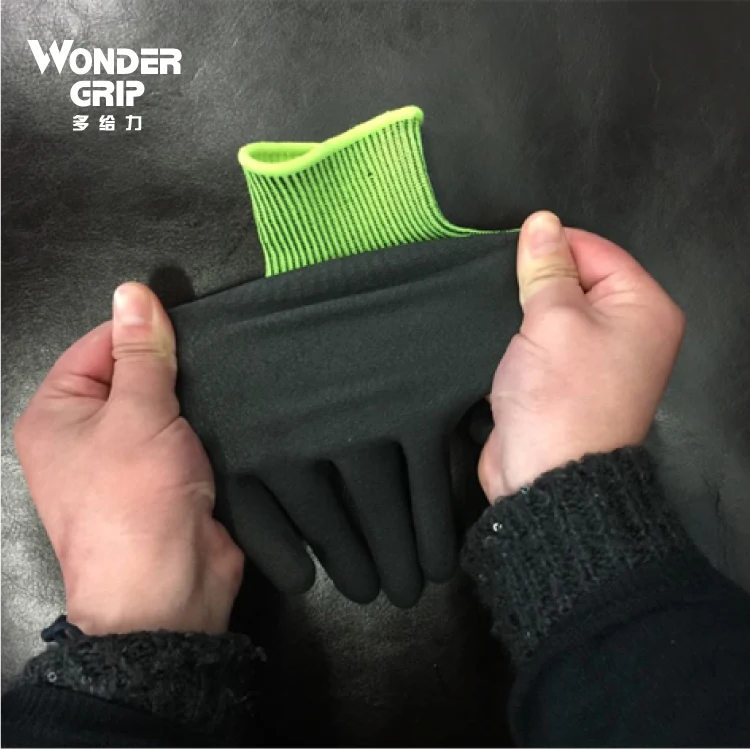 Garden Work Glove Nylon Spandex Fluorescent Green Nitrile Micro Foam Flower Garden Safety Mittens - Image 3