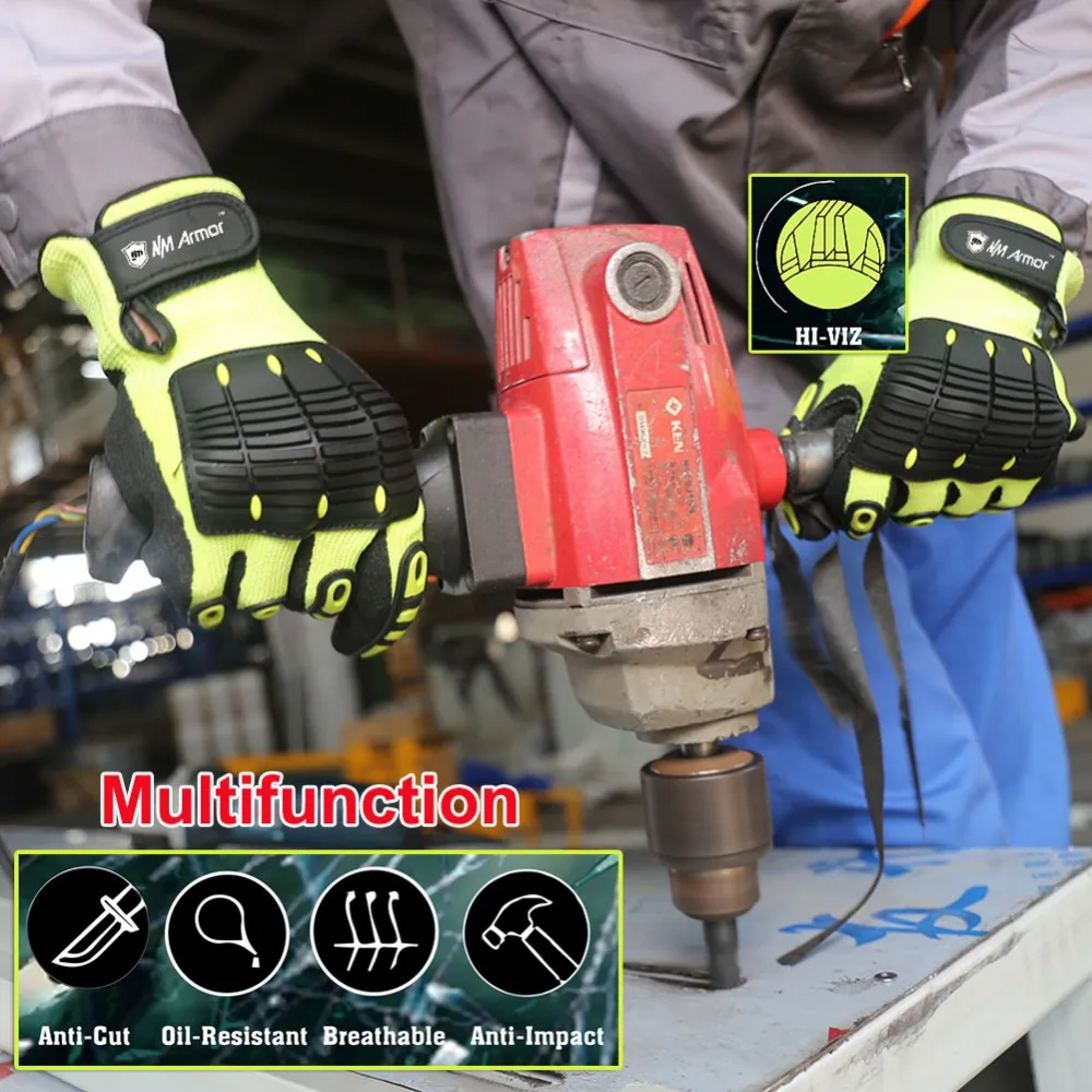 Cut Resistant Safety Work Glove Anti Vibration Anti Impact Oil-proof Protective With Nitrile Dipped Palm Glove for Working - Image 2