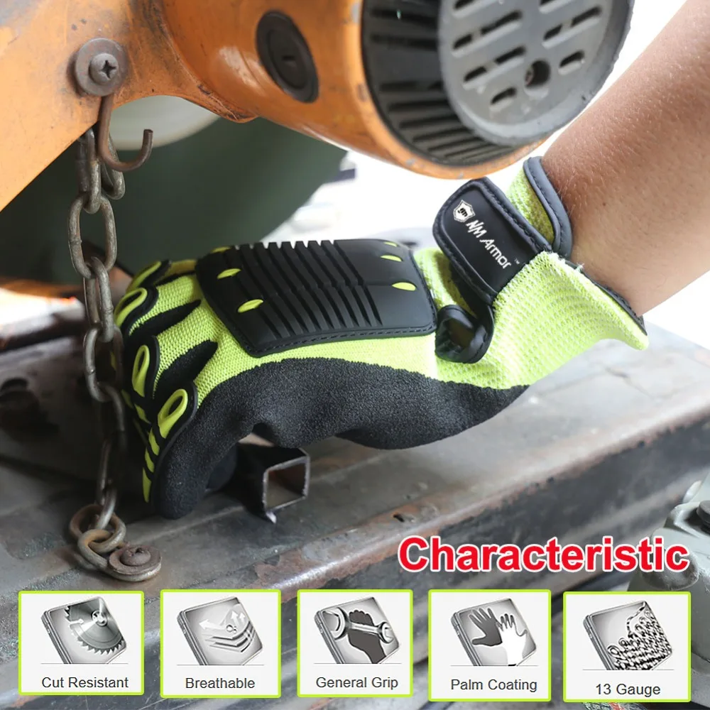 Cut Resistant Safety Work Glove Anti Vibration Anti Impact Oil-proof Protective With Nitrile Dipped Palm Glove for Working - Image 3