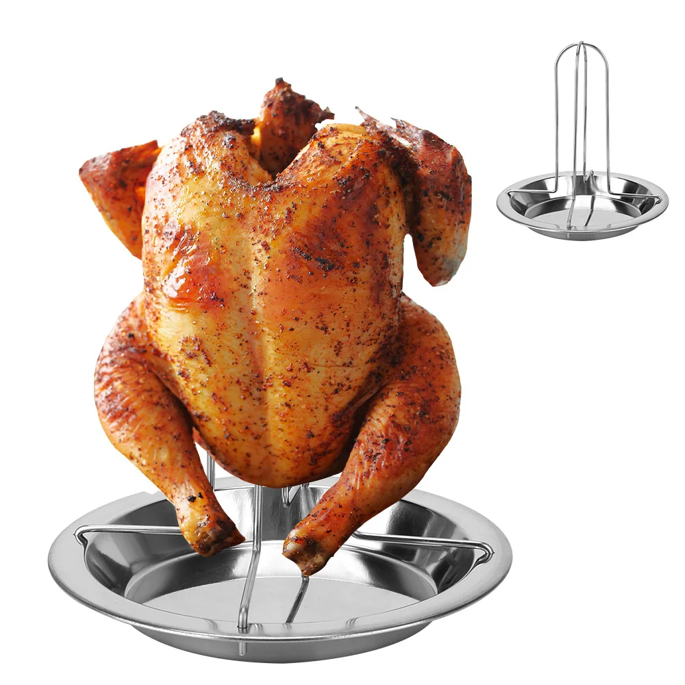 Chicken Roaster Rack Stainless Steel Roasting Grill Stand Kitchen Outdoor BBQ Tools Non-stick Grilled Chicken Plate