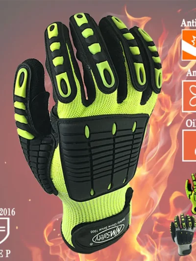 Cut Resistant Safety Work Glove Anti Vibration Anti Impact Oil-proof Protective With Nitrile Dipped Palm Glove for Working