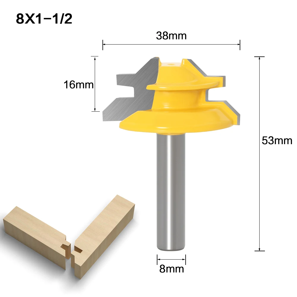 8MM 45 Degree Lock Miter Router Bit Tenon Milling Cutter - Image 19