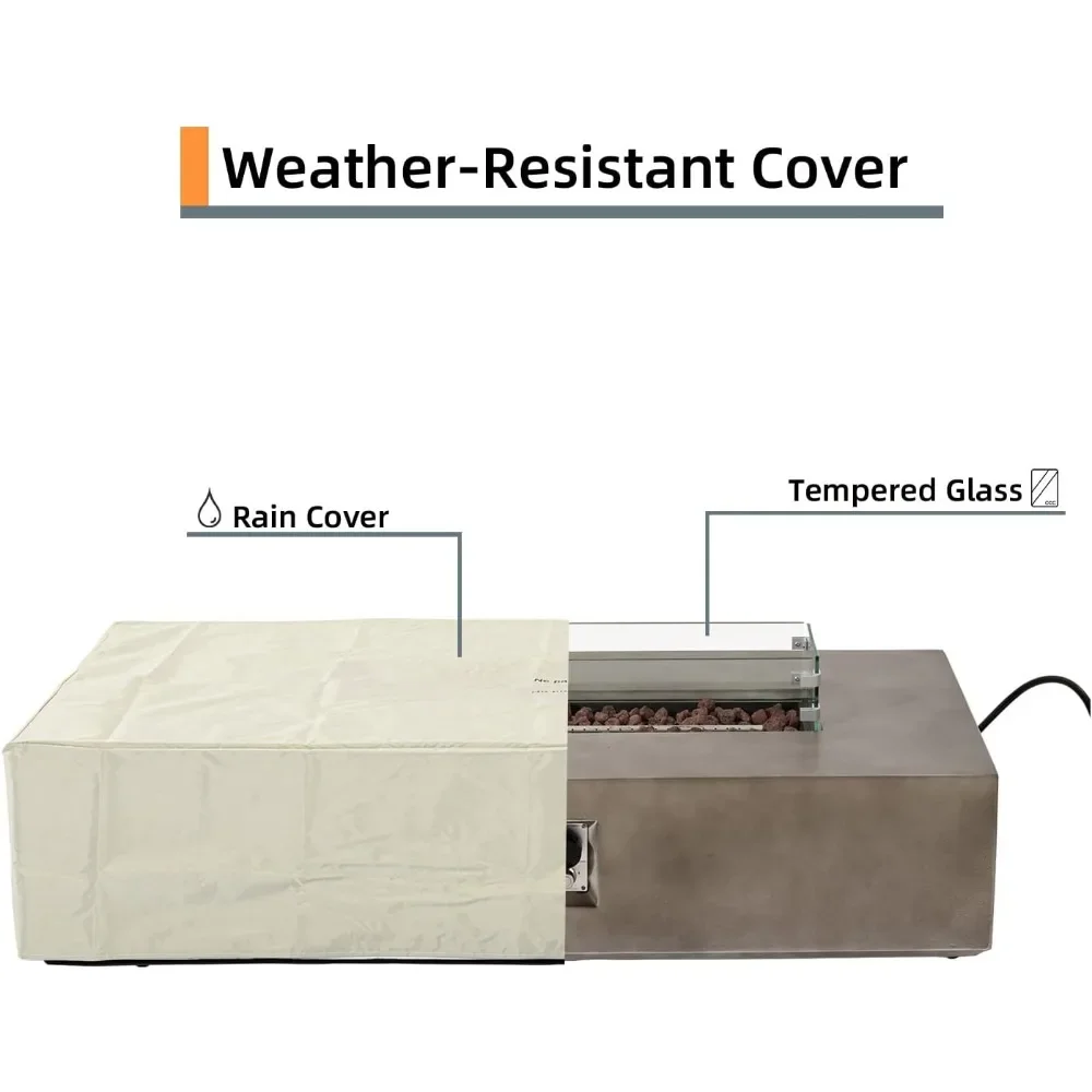 56'' Propane Fire Pit Table W Wind Guard & 20lb Tank Cover,50000 BTU Fire Pit W Waterproof Cover & Fire Stone,Fire Pit Table - Image 4