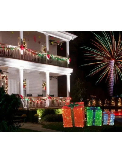 Large Realistic Light Up Christmas Boxes with 300 Lights.