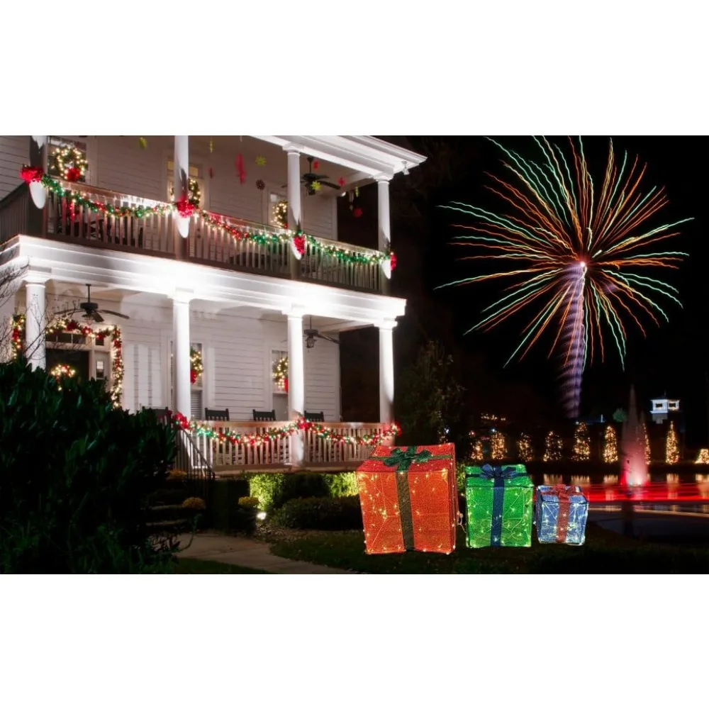 Large Realistic Light Up Christmas Boxes with 300 Lights.