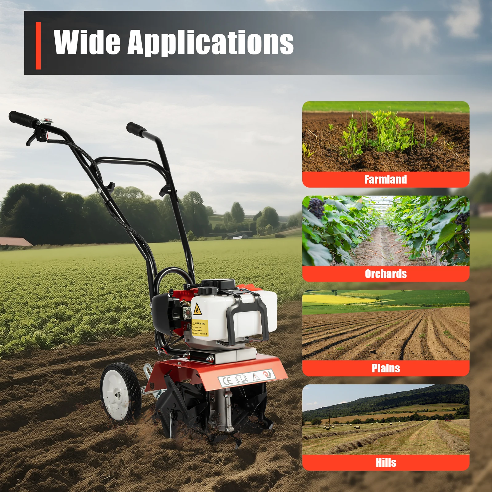 52CC Gasoline Tiller Cultivator 2 Stroke Mini Cultivator Rotovator - Image 3