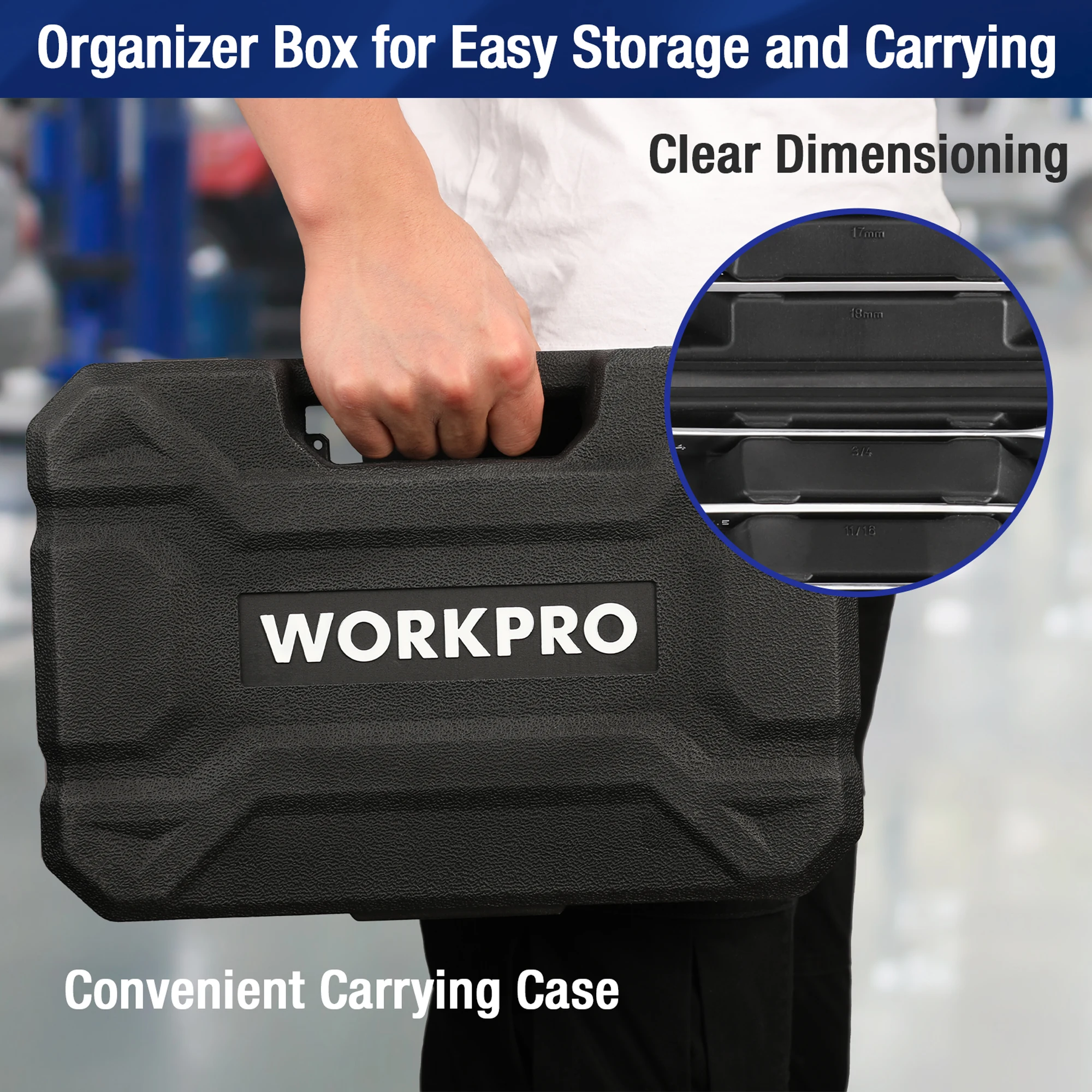 WORKPRO 23pc Ratcheting Wrench Set with Box - Image 5