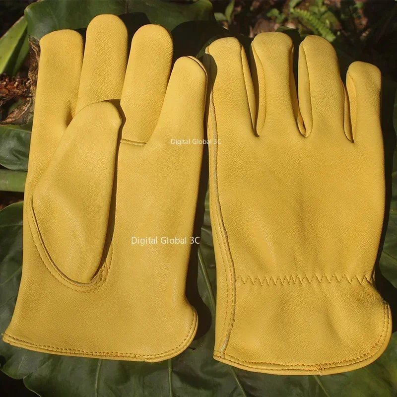 Leather Work Gloves Sheepskin Driving Gloves Men Motorcycle Gardening Safety Protective Fruit Picking Gloves Welding Glove - Image 5