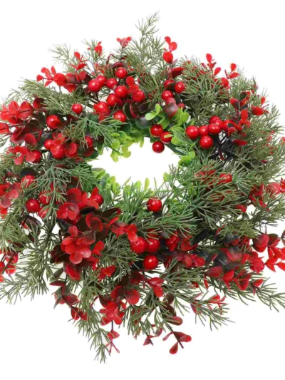 Christmas Flower Wreath Artificial Garland Party Wreaths Red Plastic