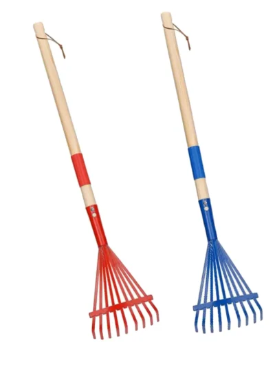 Ergonomic Garden Rake with Wood Handle Leaf Rake Home Farming Garden Tool for Shrub Garden Yard