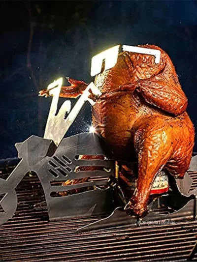 1 Set Portable Chicken Stand Beer Can Funny American Motorcycle BBQ Grill Stainless Steel Barbecue Rack Holder Barbecue Tool