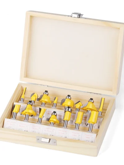 15PCS 1/4in 1/2in 6mm 8mm Shank Router Bit Set Trimming Straight Beading Milling Cutter Carbide Cutting Woodworking Tools