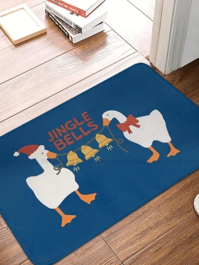 Goose Non-slip Doormat Christmas JINGLE BELLS Welcome Carpet
