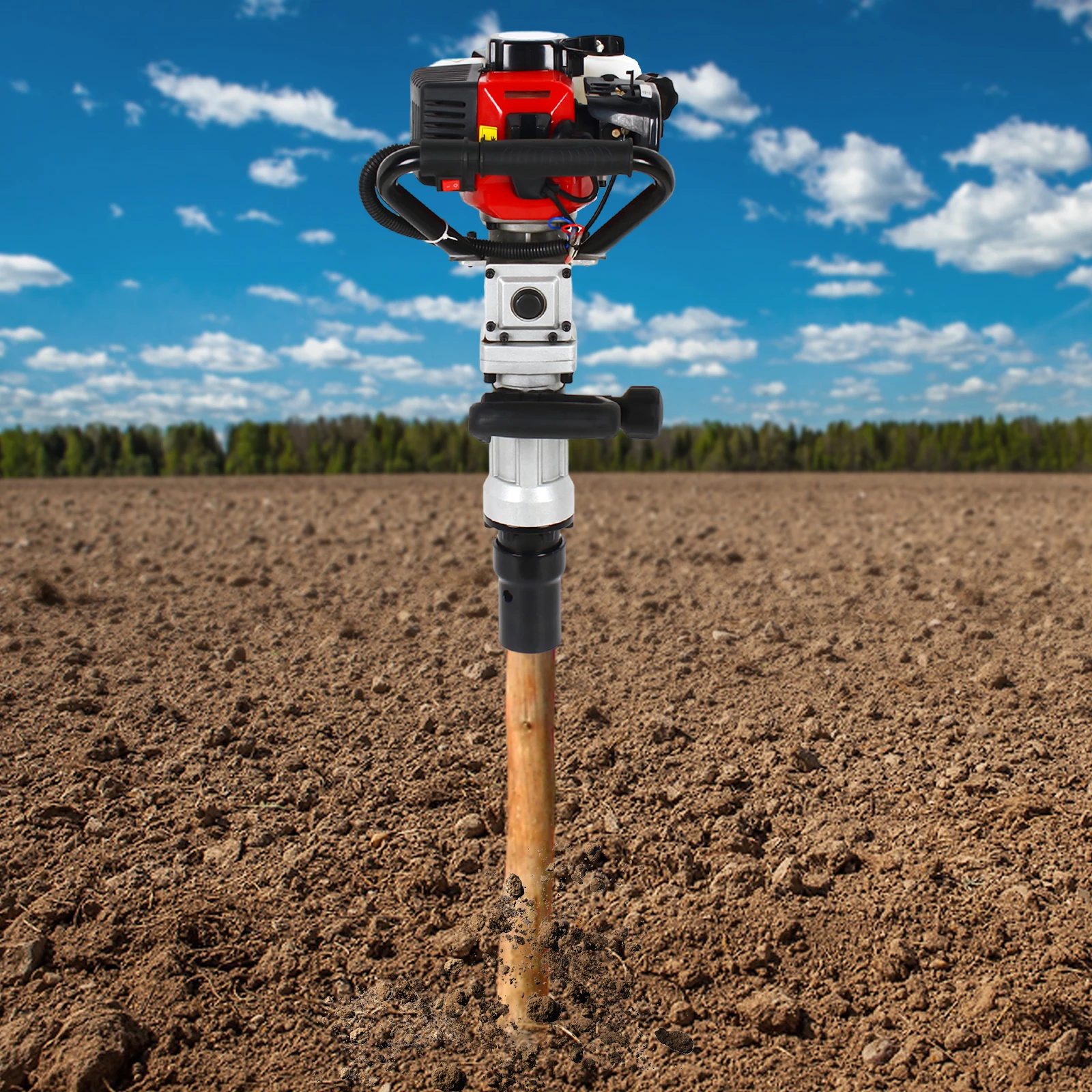 900W 2-Stroke Petrol Post Driver Piling Hammer