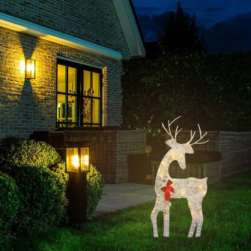 Lighted Christmas Deer Iron Art Christmas Decor Glowing family of three - Image 3