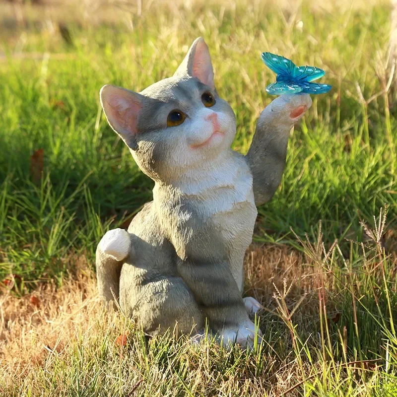 Solar Garden Lawn Animal Sculpture Luminous Resin Yard Cat Art Statue Ornaments Handicraft Home Decor for Room Office Study - Image 8