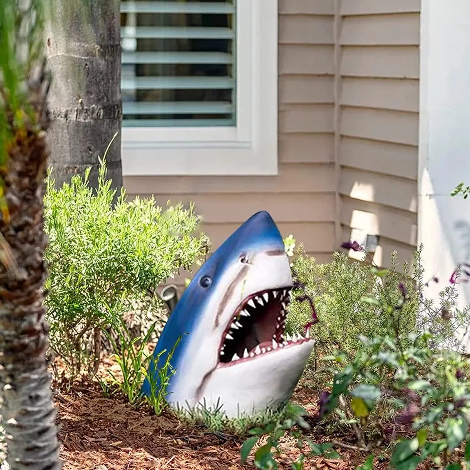 White Shark Garden Art Statue - Image 2