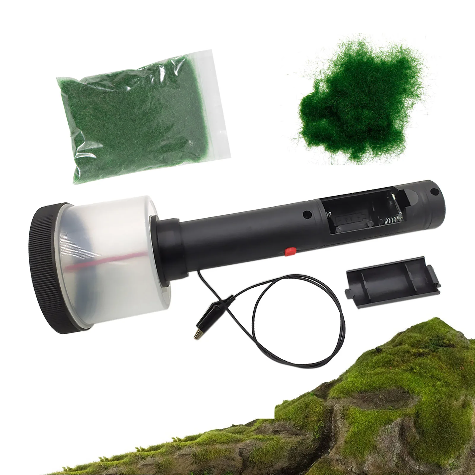 Static Grass Applicator Kit, Electrostatic Flock Landscaping Flocking Machine 1-12mm Flocking Kit Static Grass Applicator, ABS M - Image 5