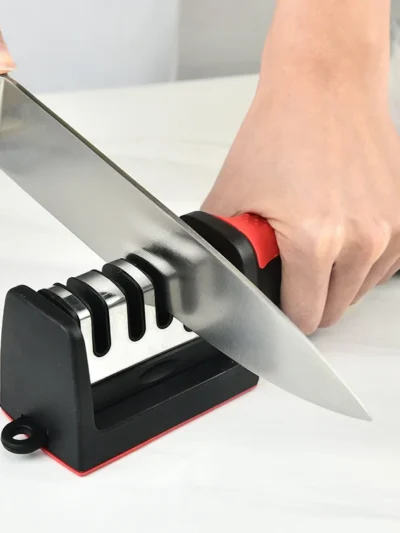 Kitchen 4Segment Knife Sharpener Household Multi-Functional Hand-Held Three-Purpose Black Sharpening Stone
