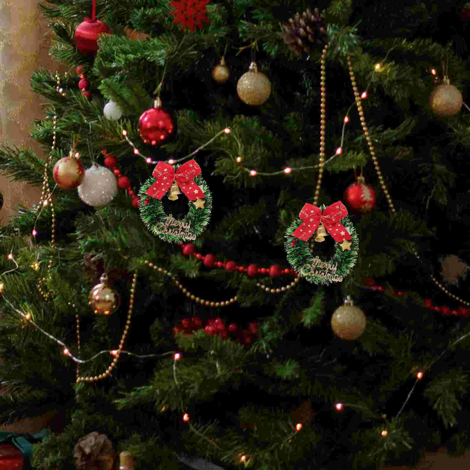 Christmas Wreath Hanging Mini House Small Miniature Garland Pendants Decorative Outdoor - Image 5