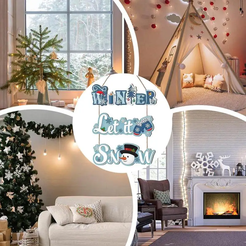 Wooden Snowman Snowflake Winter Sign Christmas Decoration - Image 5