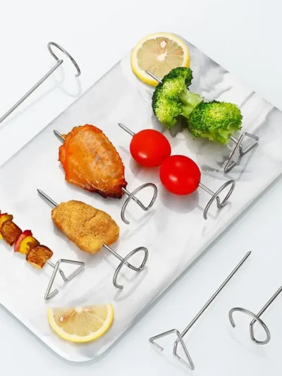 10 Pcs Vertical Skewers Sticks Airfryer BBQ Vertical Skewers Standing Grilling Meat Skewers For Barbecue Stainless Steel