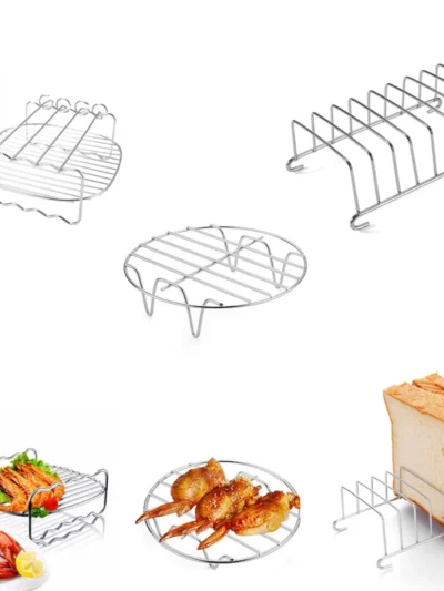 Air Fryer Rack Bread Rack Digester Multipurpose Stainless Steel Holder Cross Wire Grill Cookware BBQ Steamer Roasting Kitchen