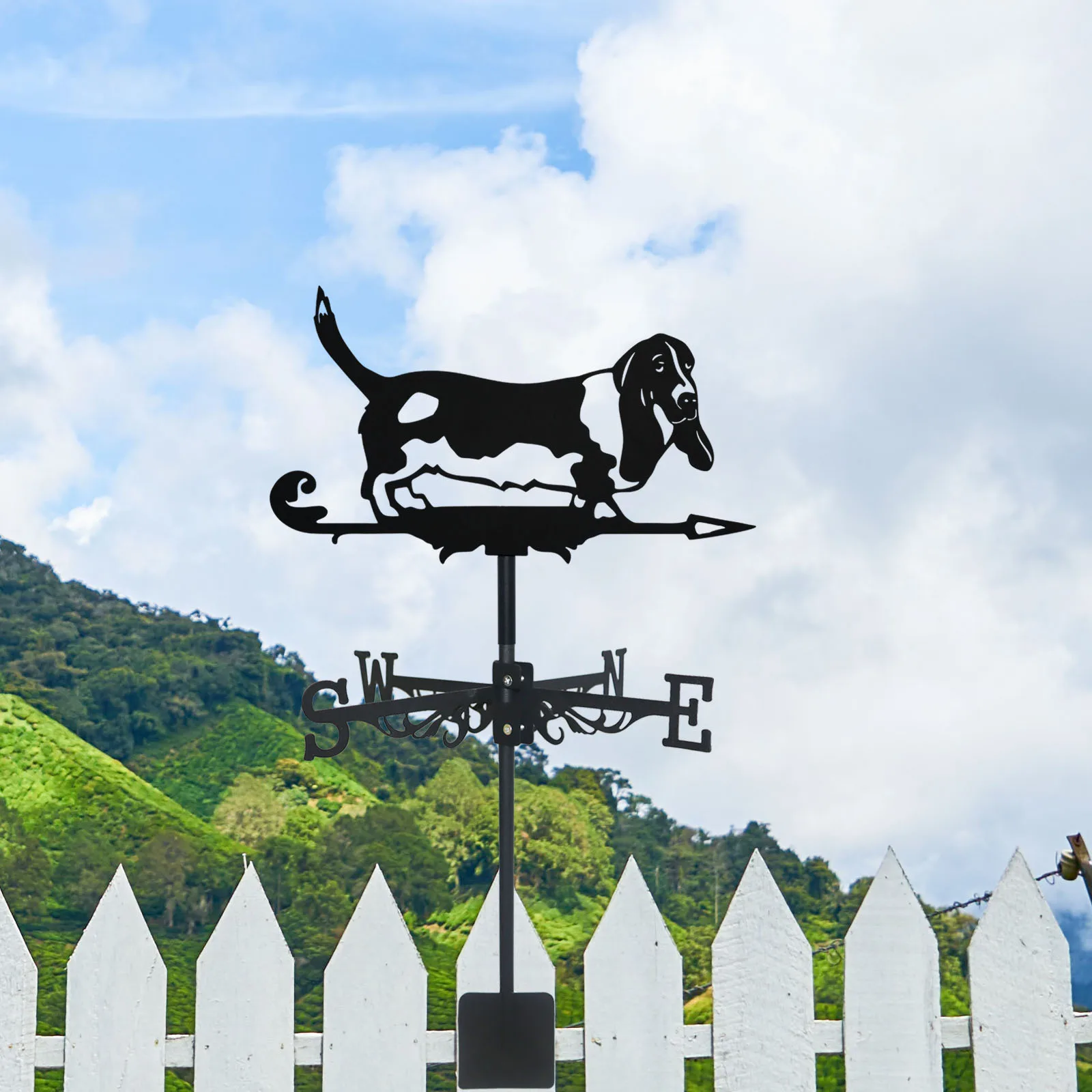 Basset Hound Weathervane Silhouette Art Black Metal Pet Dog Wind Vanes Outdoors Decorations Garden For Roof Yard Building - Image 6