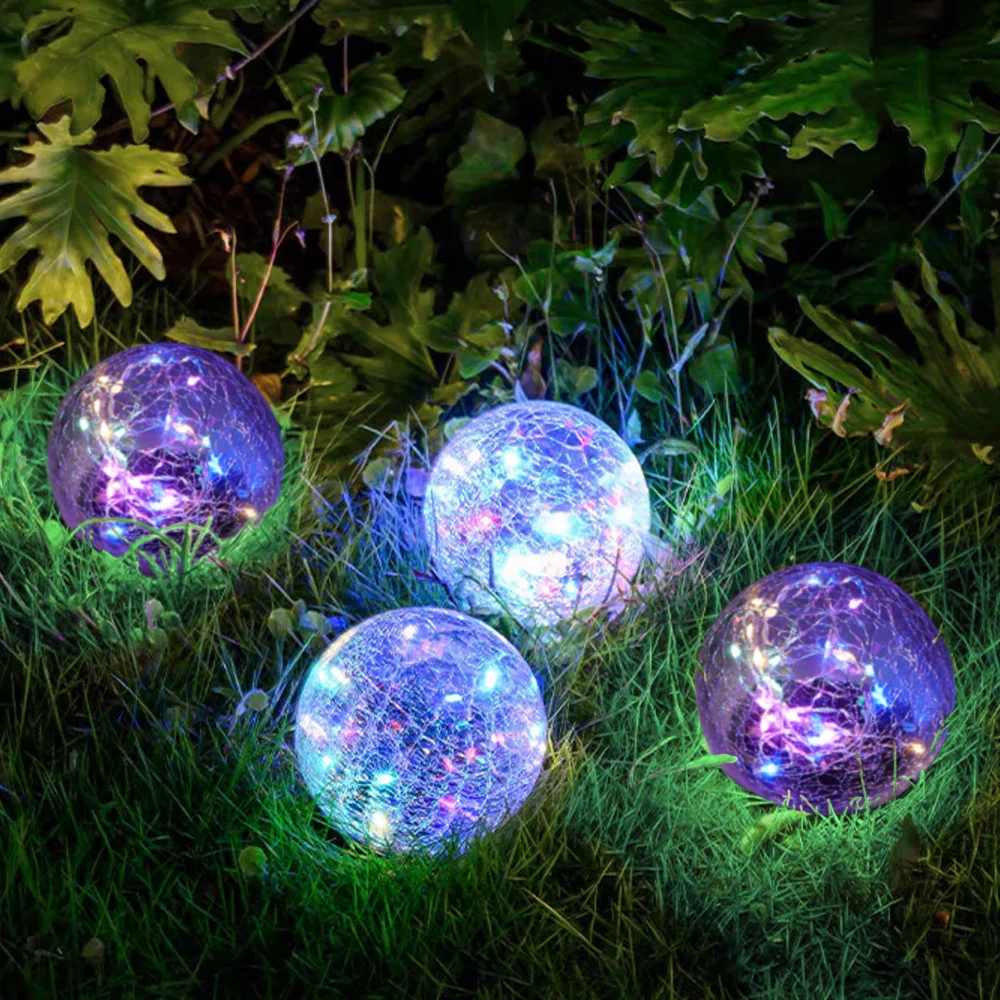 Solar Globe Lights Outdoor Garden Cracked Glass Ball Solar Lights Outdoor Outside Outdoor Decorations for Patio Yard Lawn Decor - Image 5