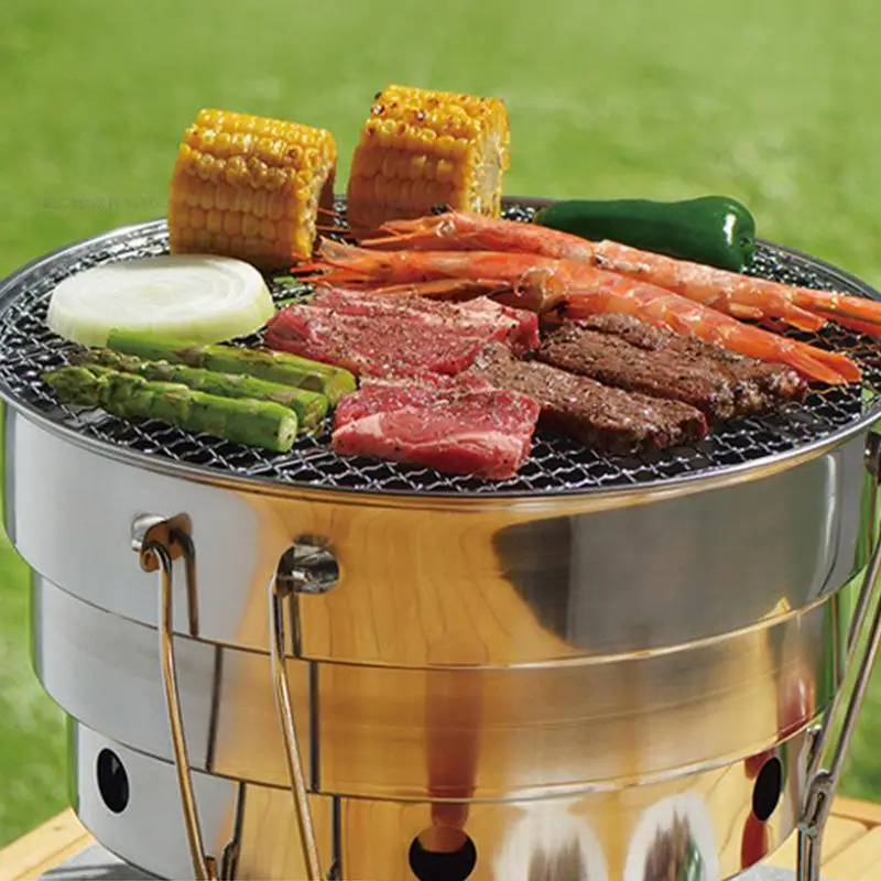 Portable Outdoor Stainless Steel Fire Pit BBQ Grill Charcoal Grill Burner - Image 2