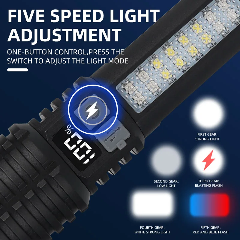 Portable Rechargeable High Power LED Flashlights With Display Screen Zoom - Image 4